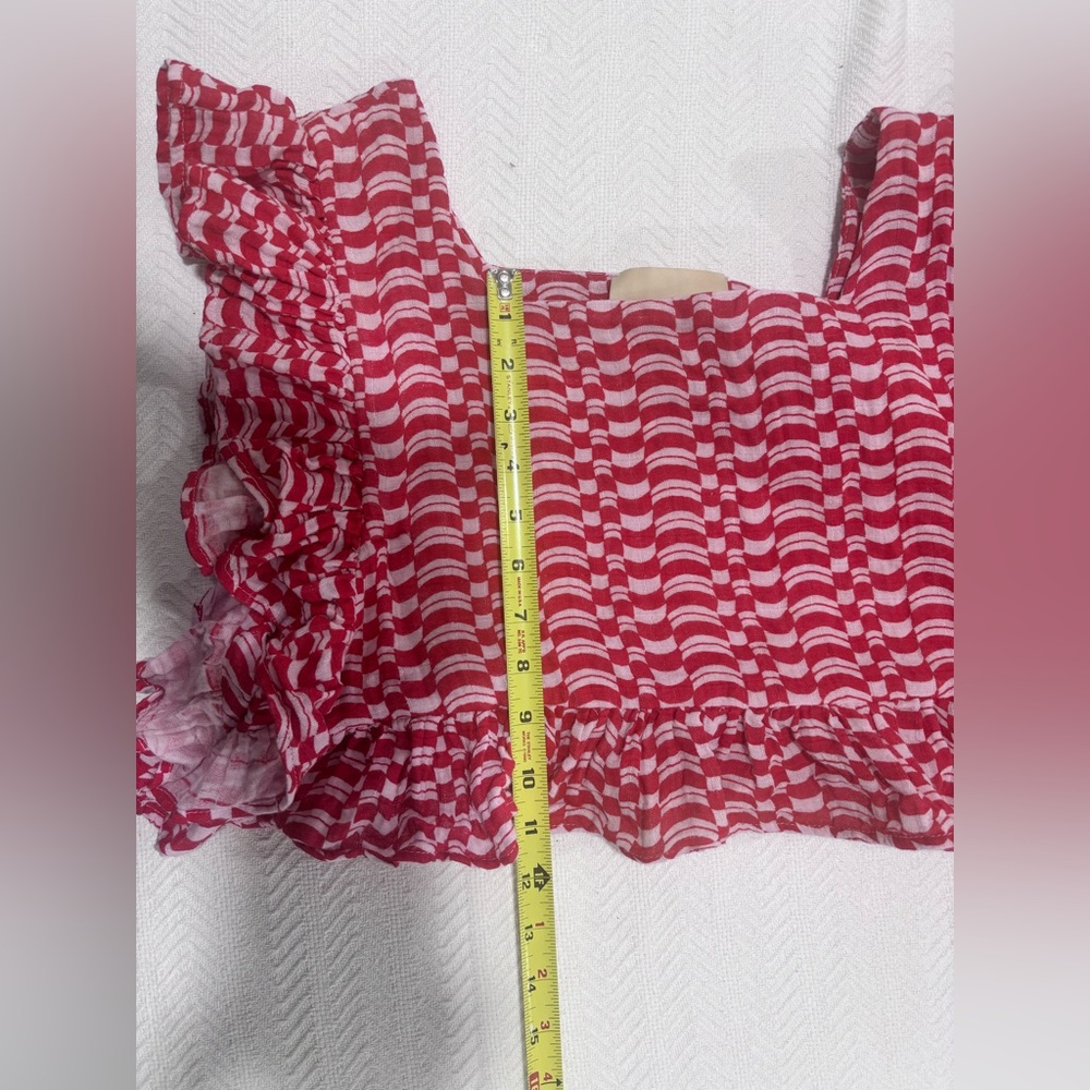 Charming Red and White Kids Ruffle Blouse - Picture 9 of 10